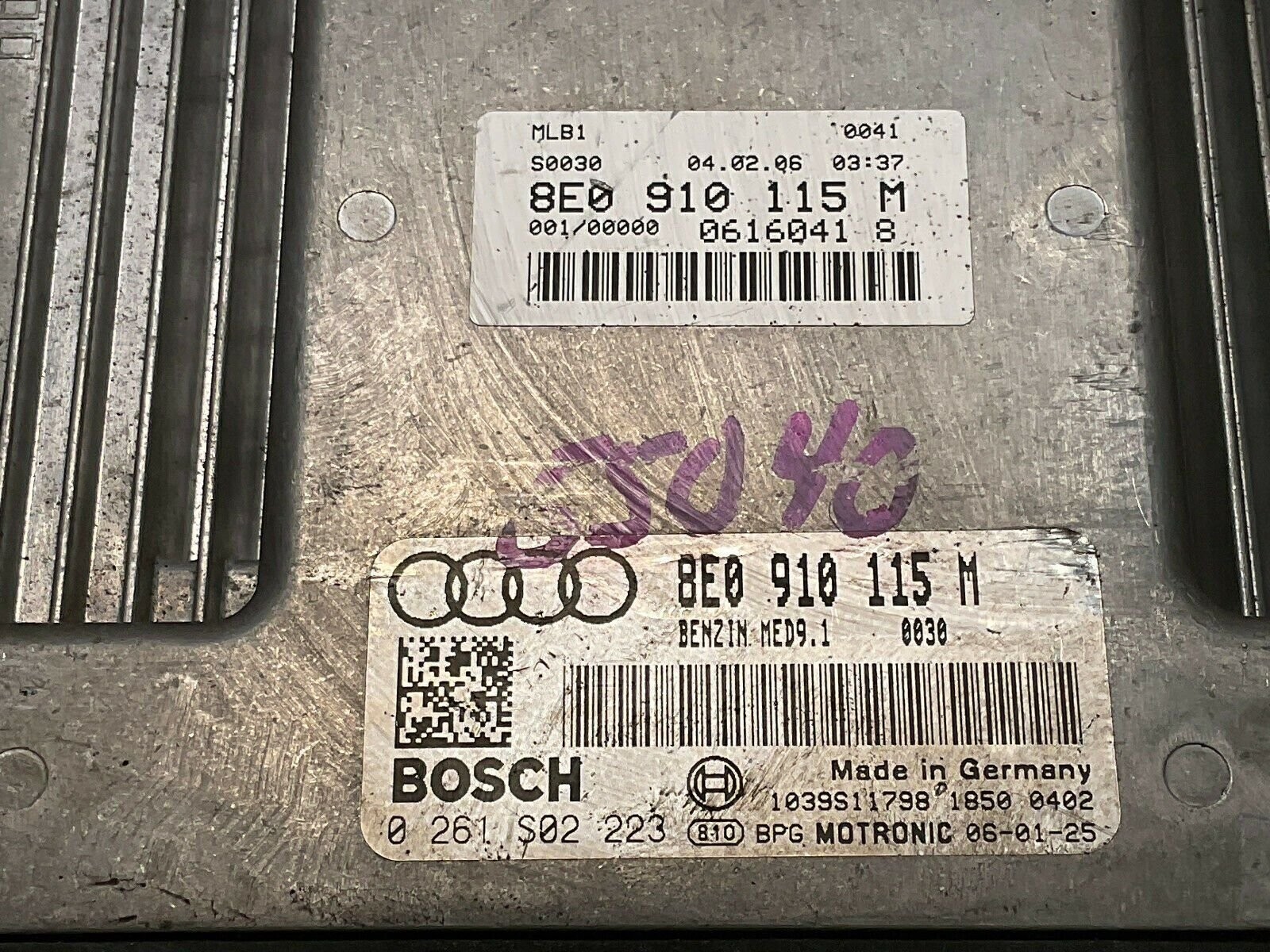 06 Audi A4 8E0 910 115 M Computer Brain Engine Control ECU ECM EBX Module - Image 3
