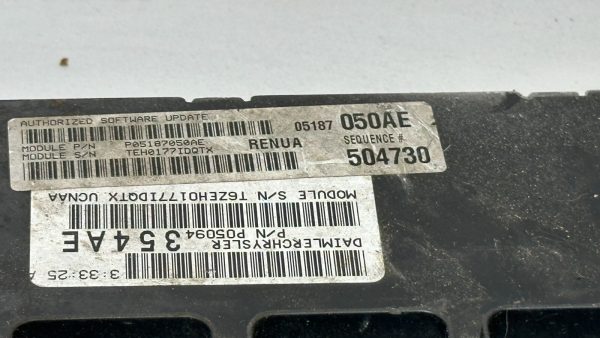 07 GRAND CHEROKEE 4.7L 4X4 ECU ECM PCM ENGINE COMPUTER UNIT 05187050AG - Image 3