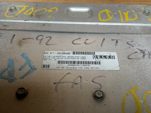 1989-1991 Oldsmobile Calais Engine Computer Module ECM ECU OEM  16198266 - Image 3