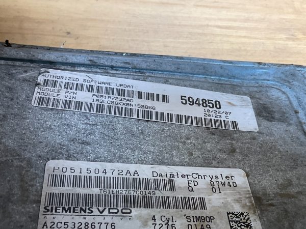2008 Dodge Avenger 2.4L Engine Computer Module ECM ECU OEM 05187232ad - Image 5