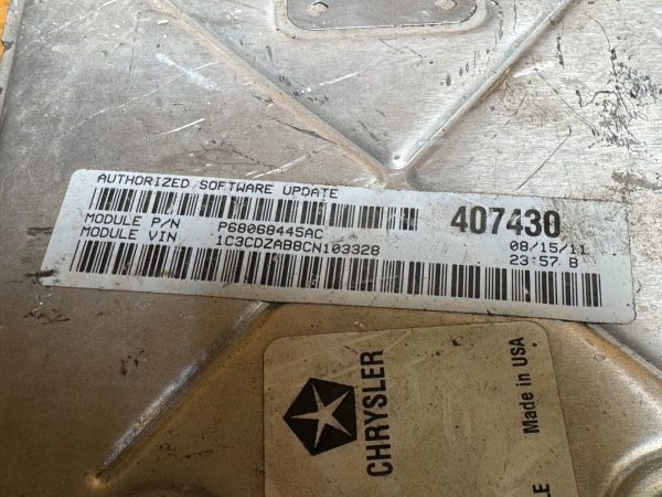 2012 AVENGER SEBRING 2.4 Engine Computer ECM 68068445AC OEM - Image 5