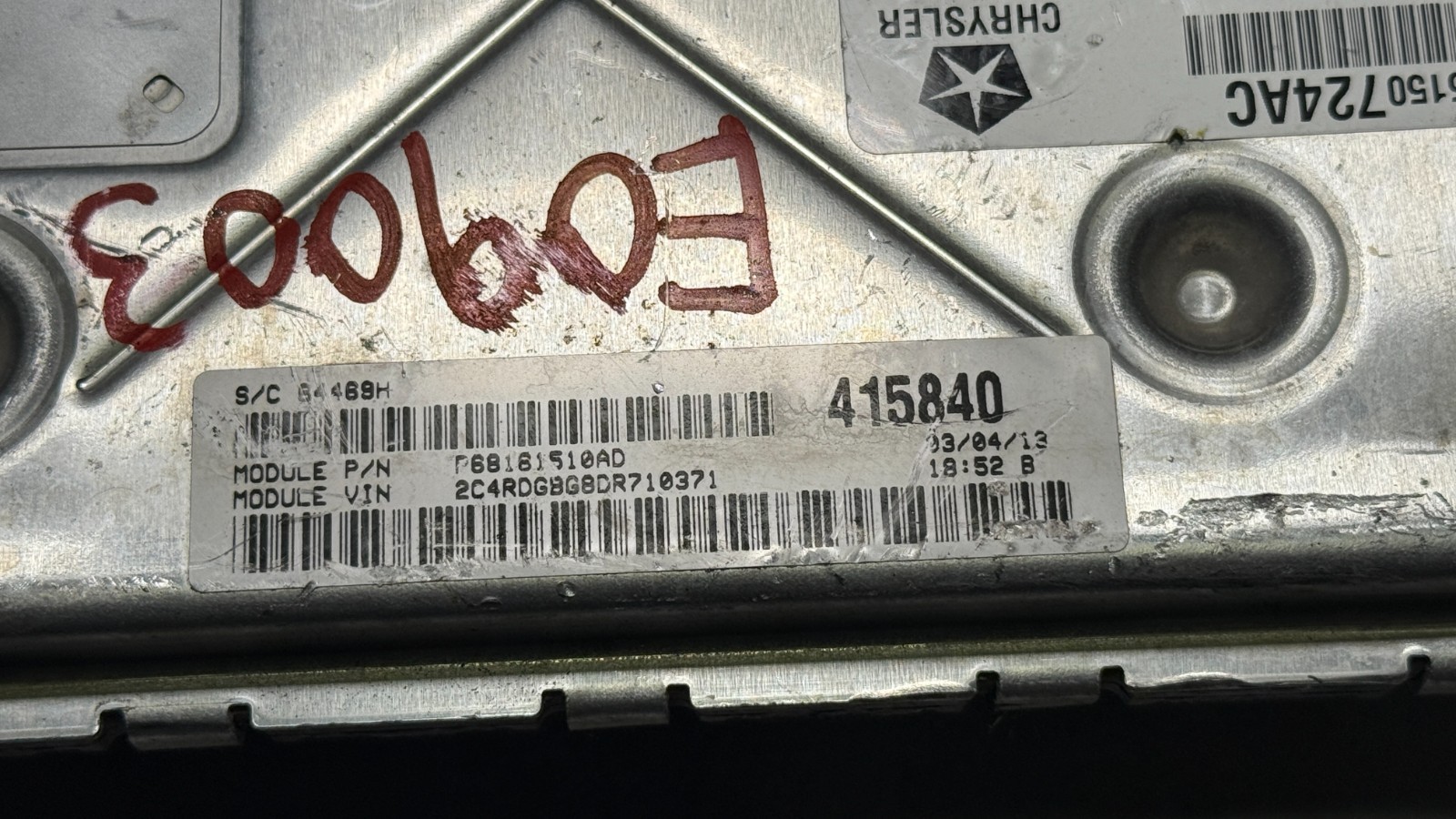 2013 Dodge Caravan Engine Computer 68161510AD 3.6L PCM ECM - Image 6